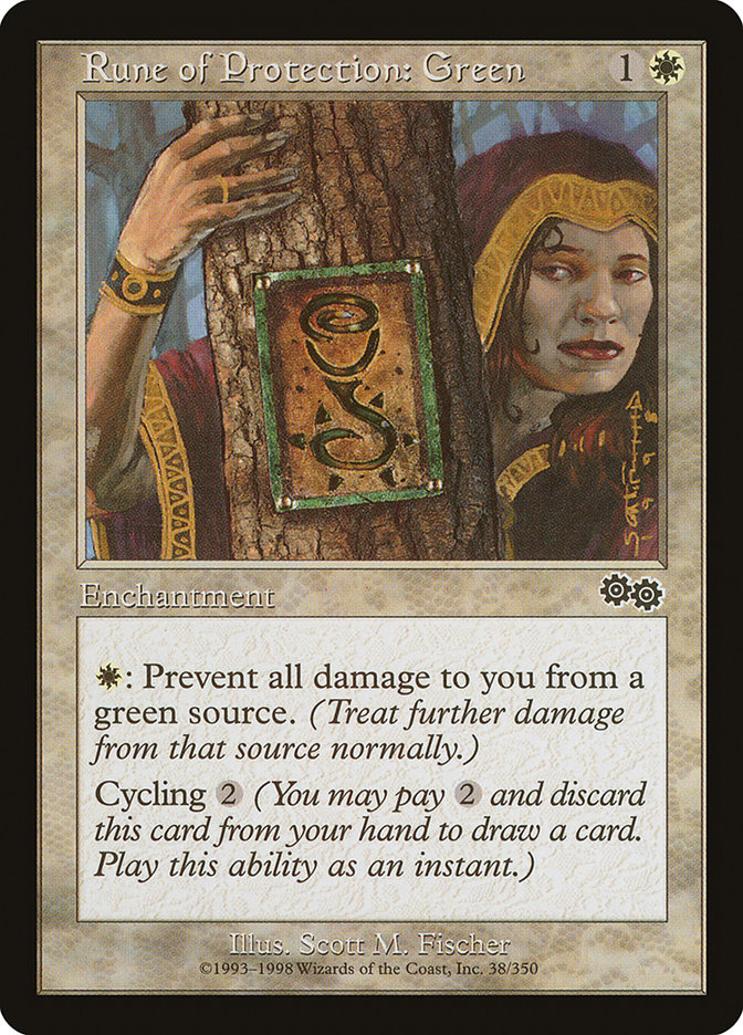 Rune of Protection: Green [Urza's Saga] | PLUS EV GAMES 