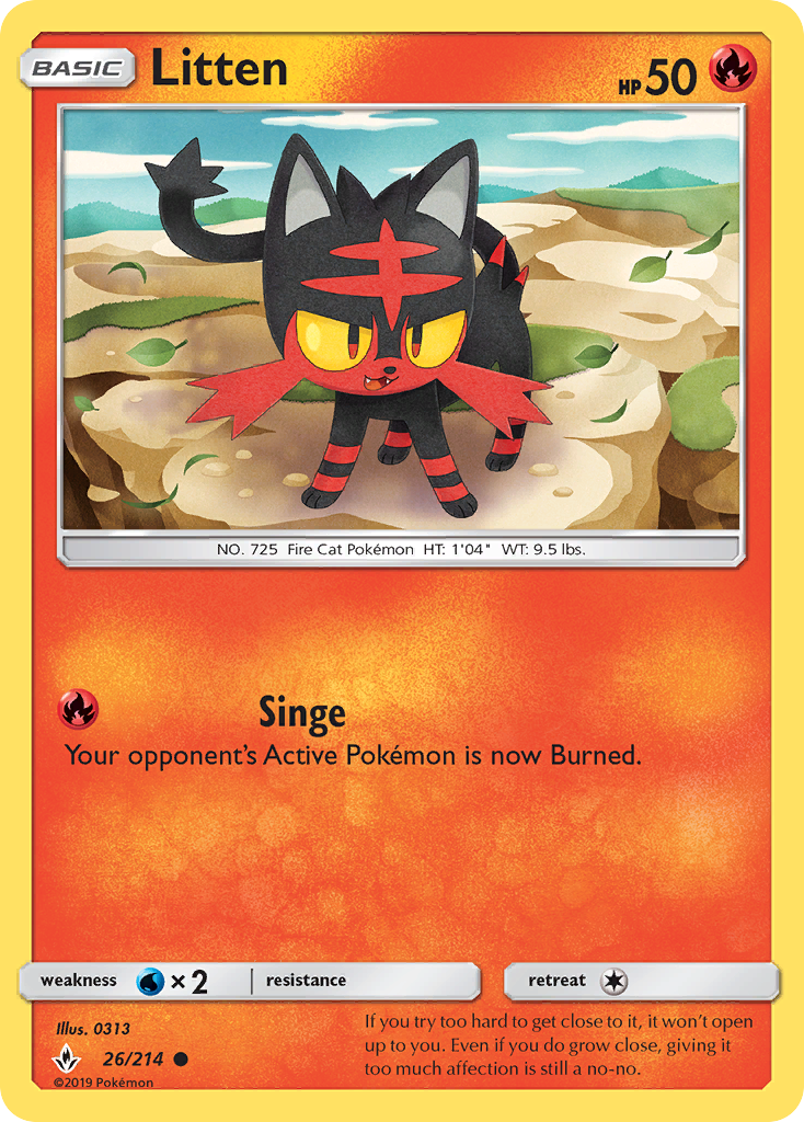 Litten (26/214) [Sun & Moon: Unbroken Bonds] | PLUS EV GAMES 