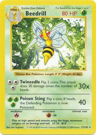 Beedrill (17/102) [Base Set (Shadowless)] | PLUS EV GAMES 