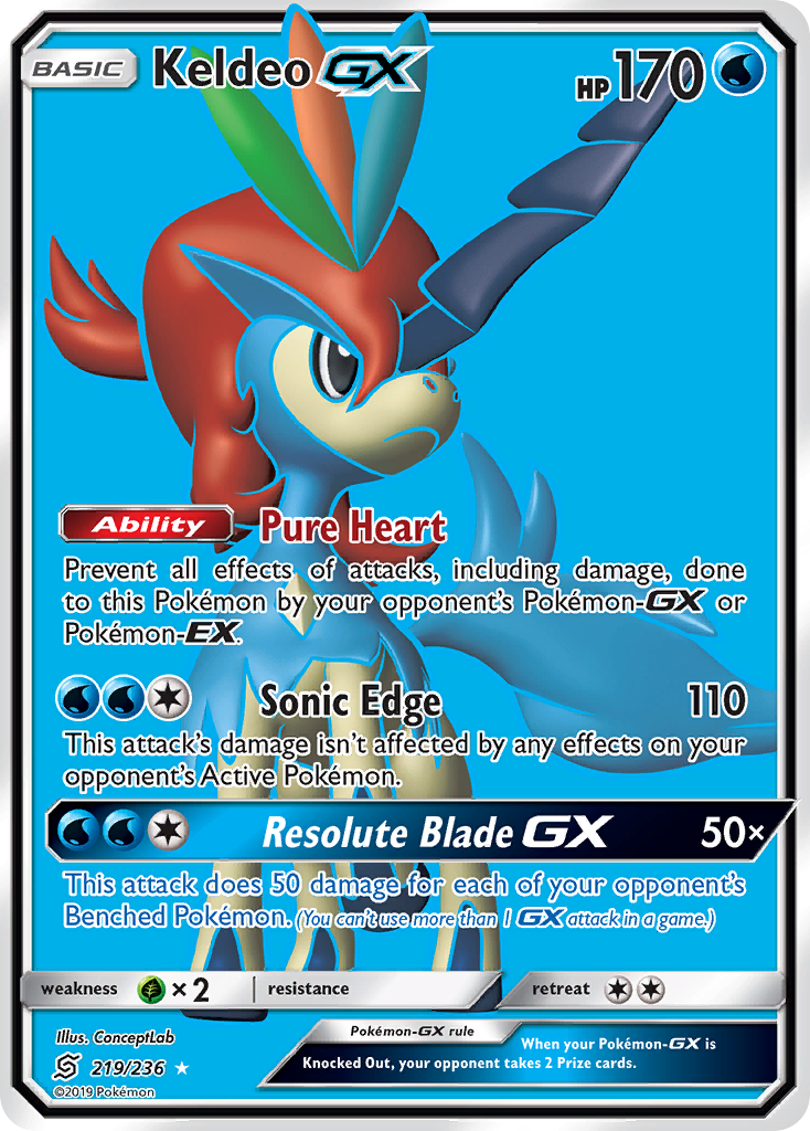 Keldeo GX (219/236) [Sun & Moon: Unified Minds] | PLUS EV GAMES 