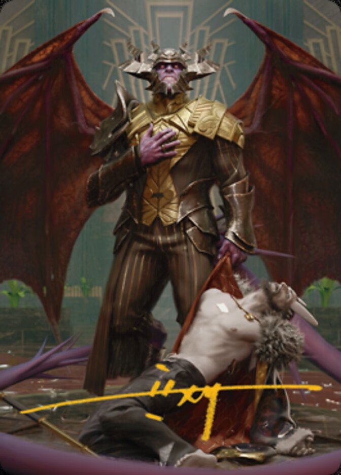 Ob Nixilis, the Adversary 1 Art Card (Gold-Stamped Signature) [Streets of New Capenna Art Series] | PLUS EV GAMES 