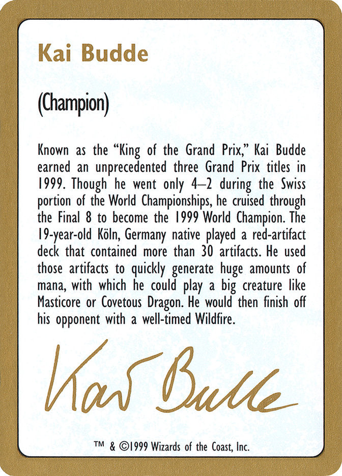 Kai Budde Bio [World Championship Decks 1999] | PLUS EV GAMES 