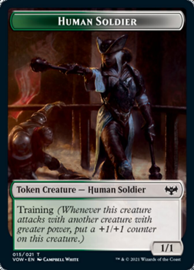 Zombie (008) // Human Soldier Double-sided Token [Innistrad: Crimson Vow Tokens] | PLUS EV GAMES 
