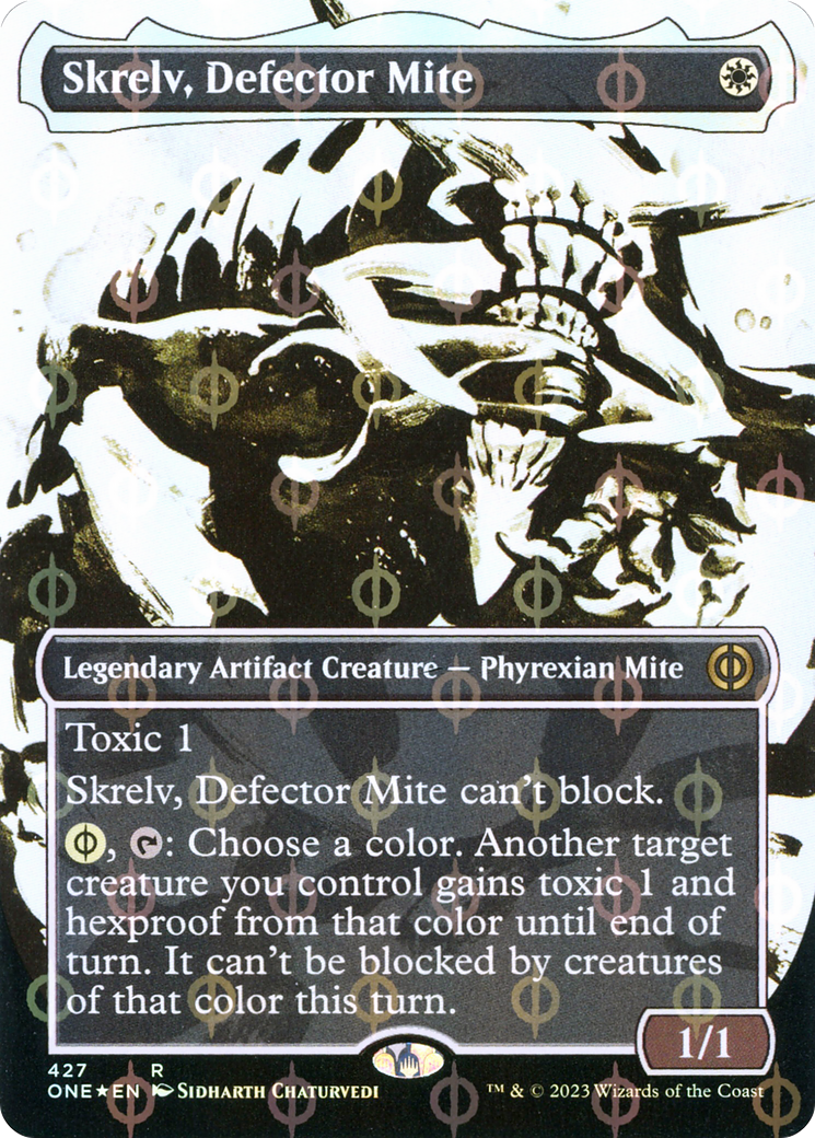 Skrelv, Defector Mite (Borderless Ichor Step-and-Compleat Foil) [Phyrexia: All Will Be One] | PLUS EV GAMES 