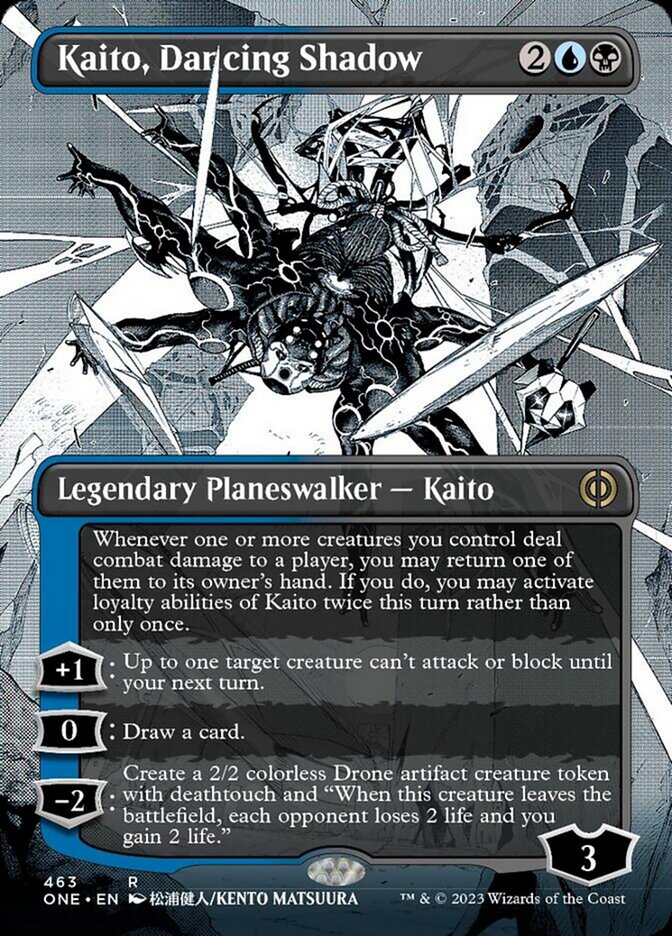 Kaito, Dancing Shadow (Borderless Manga Step-and-Compleat Foil) [Phyrexia: All Will Be One] | PLUS EV GAMES 
