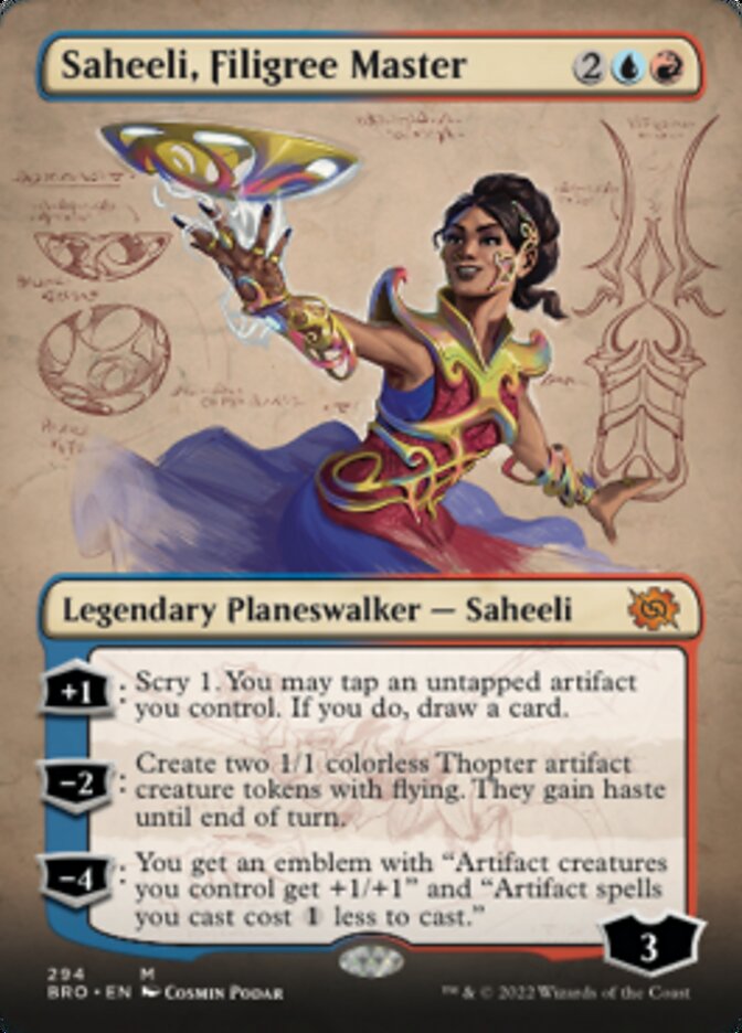 Saheeli, Filigree Master (Borderless Alternate Art) [The Brothers' War] | PLUS EV GAMES 