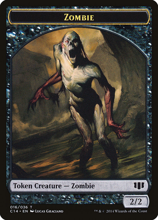 Ob Nixilis of the Black Oath Emblem // Zombie (016/036) Double-sided Token [Commander 2014 Tokens] | PLUS EV GAMES 