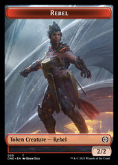 Rebel // Phyrexian Germ Double-Sided Token [Phyrexia: All Will Be One Commander Tokens] | PLUS EV GAMES 