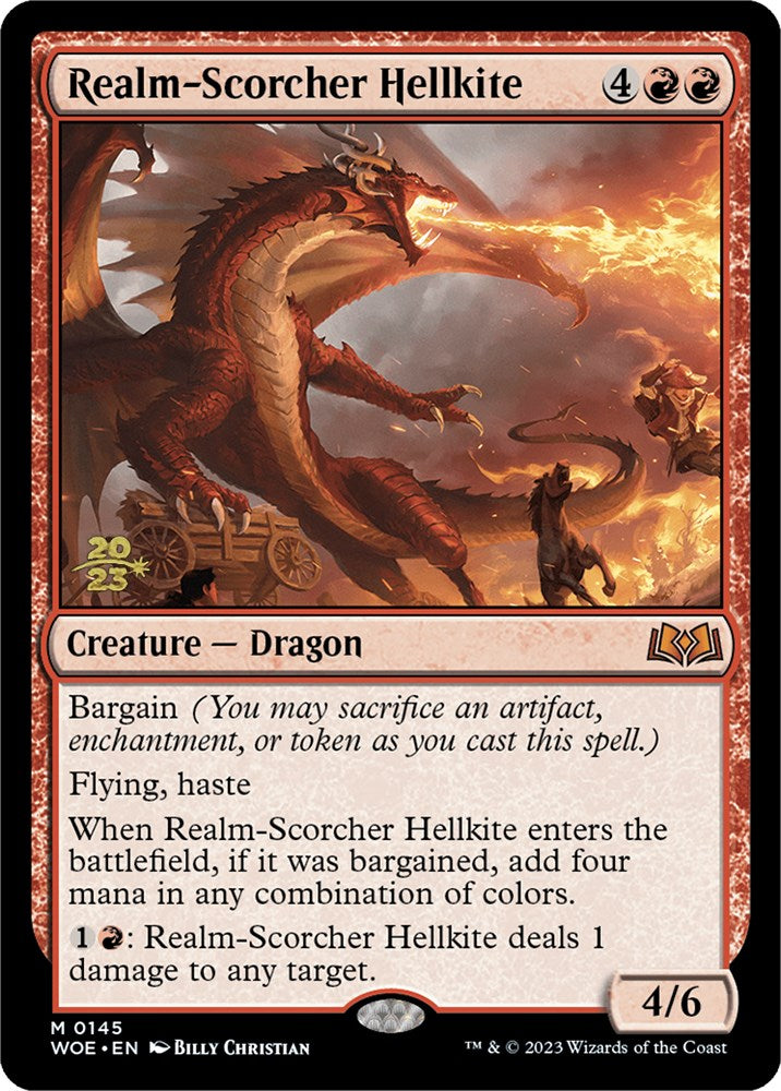 Realm-Scorcher Hellkite [Wilds of Eldraine Prerelease Promos] | PLUS EV GAMES 