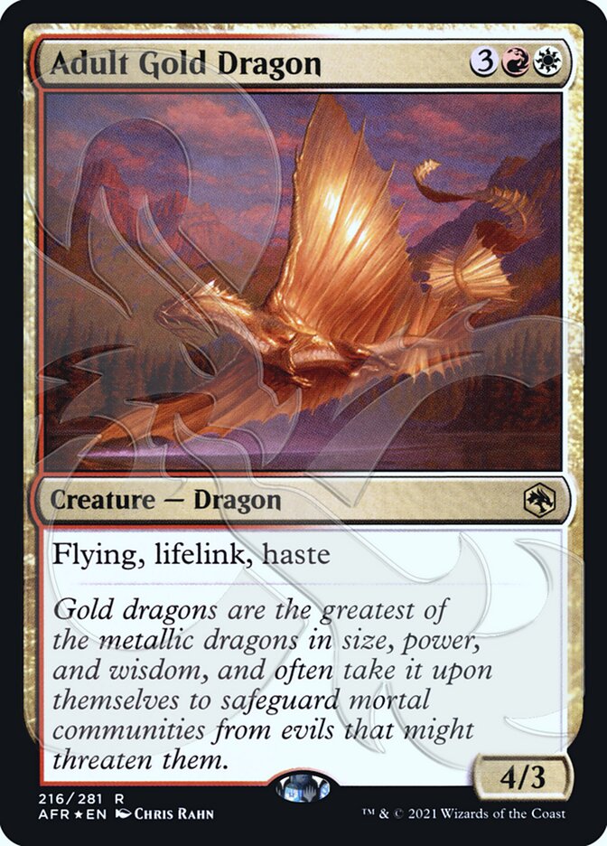 Adult Gold Dragon (Ampersand Promo) [Dungeons & Dragons: Adventures in the Forgotten Realms Promos] | PLUS EV GAMES 