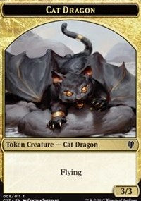 Cat Dragon (009) // Dragon (006) Double-sided Token [Commander 2017 Tokens] | PLUS EV GAMES 