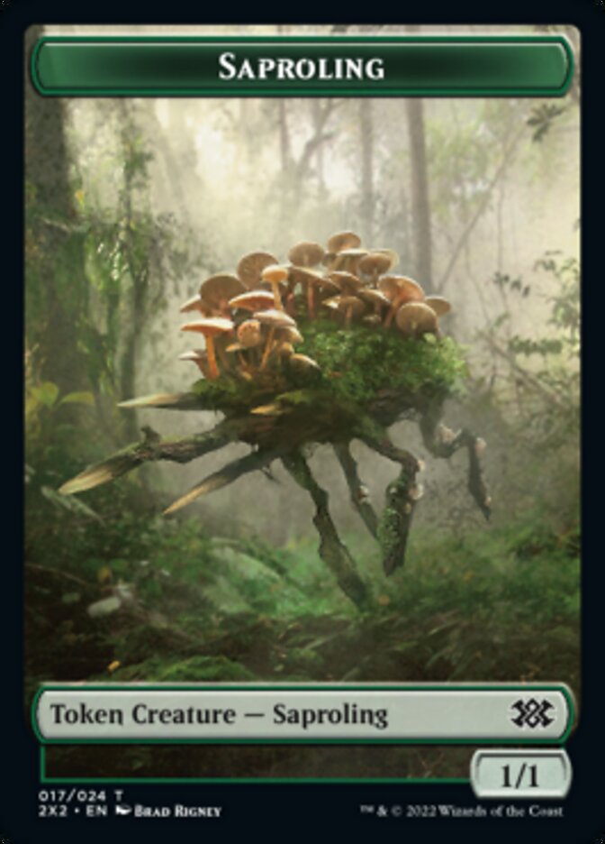 Saproling // Phyrexian Golem Double-sided Token [Double Masters 2022 Tokens] | PLUS EV GAMES 