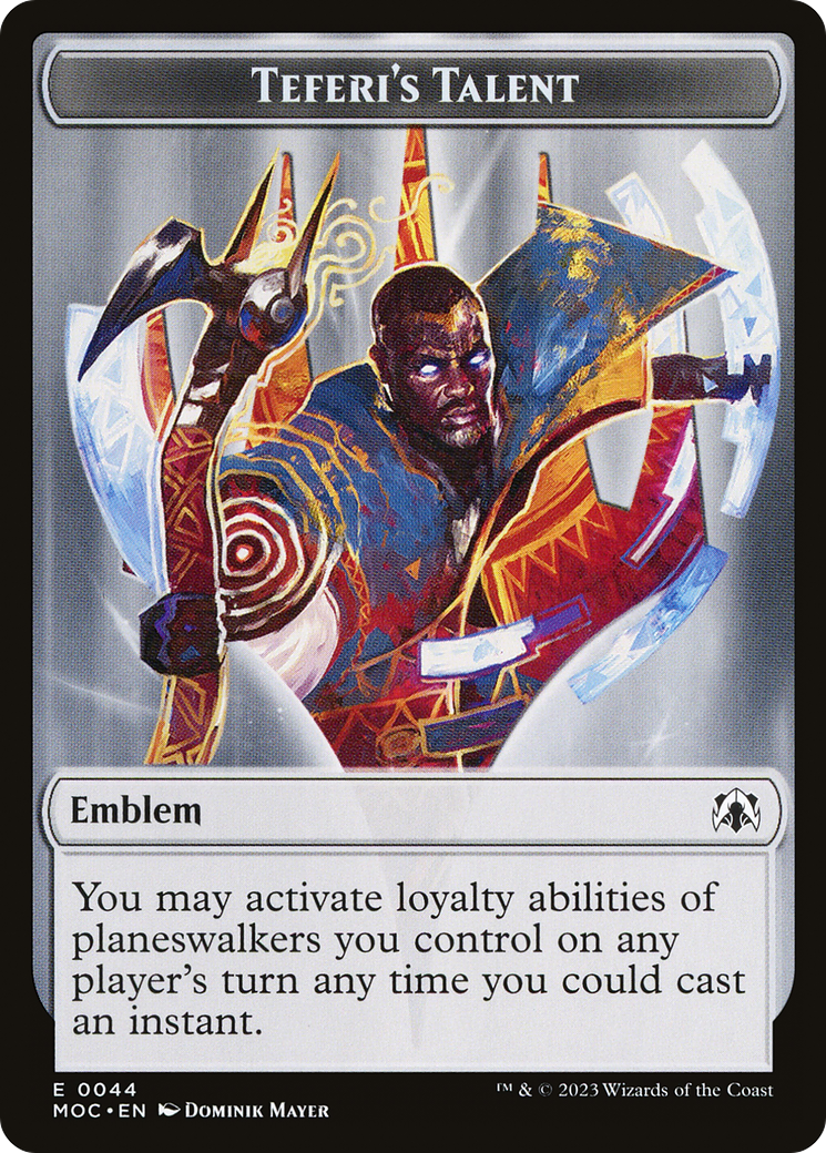 First Mate Ragavan // Teferi's Talent Emblem Double-Sided Token [March of the Machine Commander Tokens] | PLUS EV GAMES 