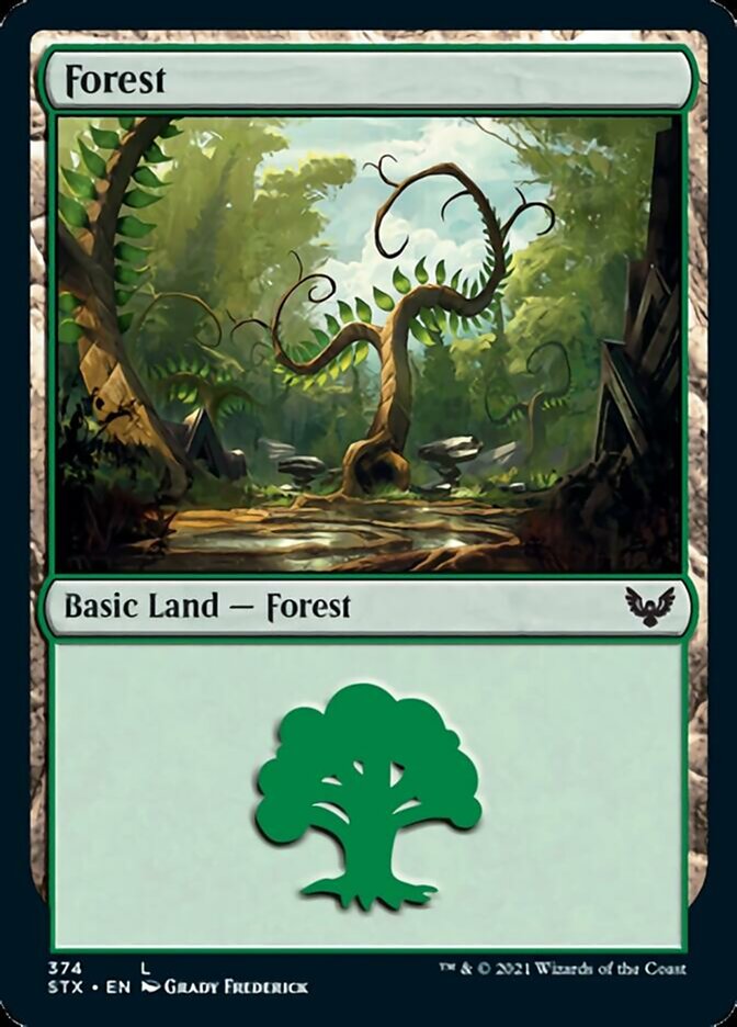 Forest (374) [Strixhaven: School of Mages] | PLUS EV GAMES 