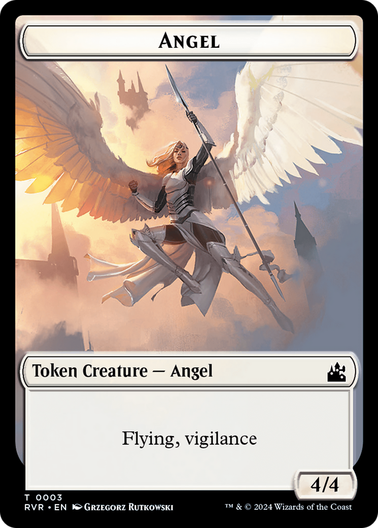 Elf Knight // Angel (0003) Double-Sided Token [Ravnica Remastered Tokens] | PLUS EV GAMES 
