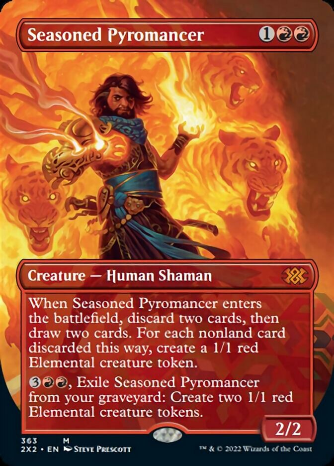 Seasoned Pyromancer (Borderless Alternate Art) [Double Masters 2022] | PLUS EV GAMES 