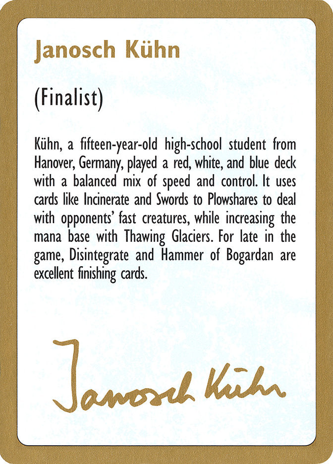 Janosch Kühn Bio [World Championship Decks 1997] | PLUS EV GAMES 