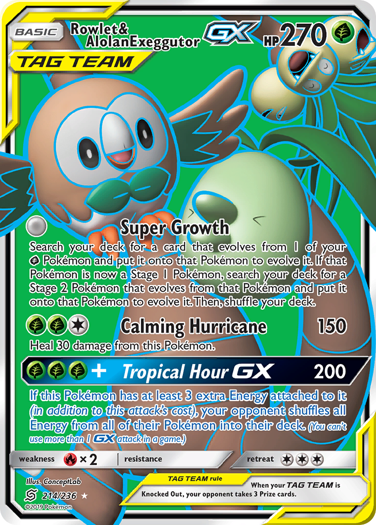 Rowlet & Alolan Exeggutor GX (214/236) [Sun & Moon: Unified Minds] | PLUS EV GAMES 