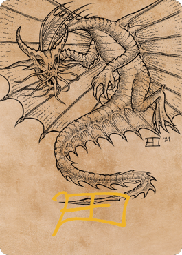 Ancient Gold Dragon Art Card (44) (Gold-Stamped Signature) [Commander Legends: Battle for Baldur's Gate Art Series] | PLUS EV GAMES 