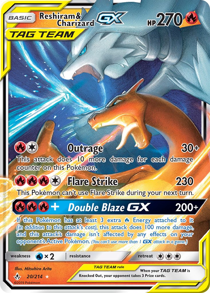 Reshiram & Charizard GX (20/214) [Sun & Moon: Unbroken Bonds] | PLUS EV GAMES 