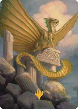 Ancient Gold Dragon Art Card (05) (Gold-Stamped Signature) [Commander Legends: Battle for Baldur's Gate Art Series] | PLUS EV GAMES 