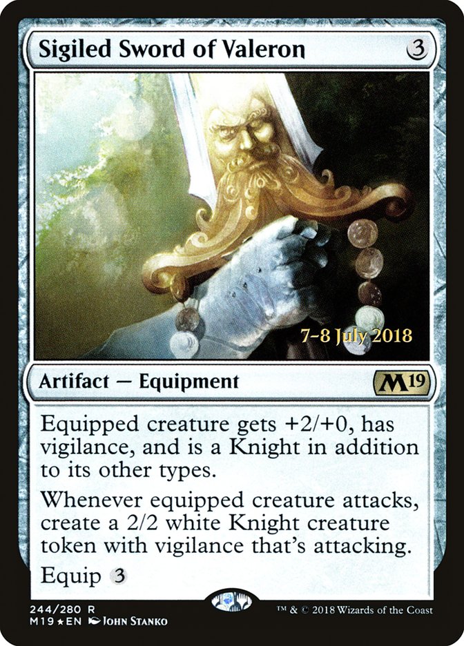 Sigiled Sword of Valeron  [Core Set 2019 Prerelease Promos] | PLUS EV GAMES 