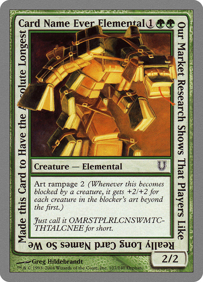 Our Market Research Shows That Players Like Really Long Card Names So We Made this Card to Have the Absolute Longest Card Name Ever Elemental [Unhinged] | PLUS EV GAMES 