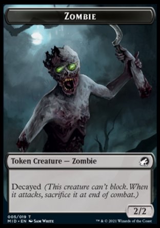 Zombie (005) // Beast (008) Double-sided Token [Innistrad: Midnight Hunt Tokens] | PLUS EV GAMES 