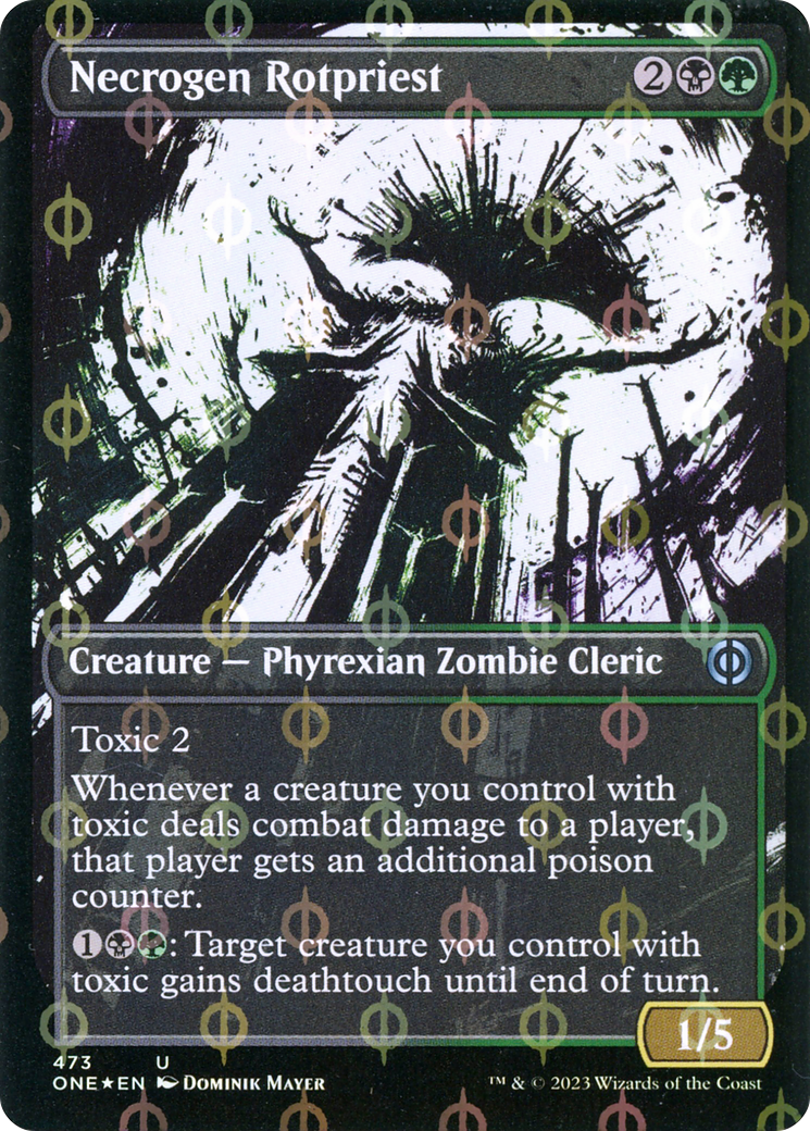 Necrogen Rotpriest (Borderless Ichor Step-and-Compleat Foil) [Phyrexia: All Will Be One] | PLUS EV GAMES 