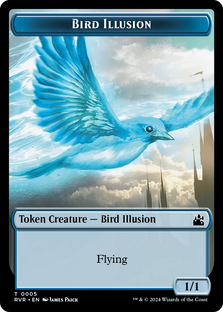 Elf Knight // Bird Illusion Double-Sided Token [Ravnica Remastered Tokens] | PLUS EV GAMES 