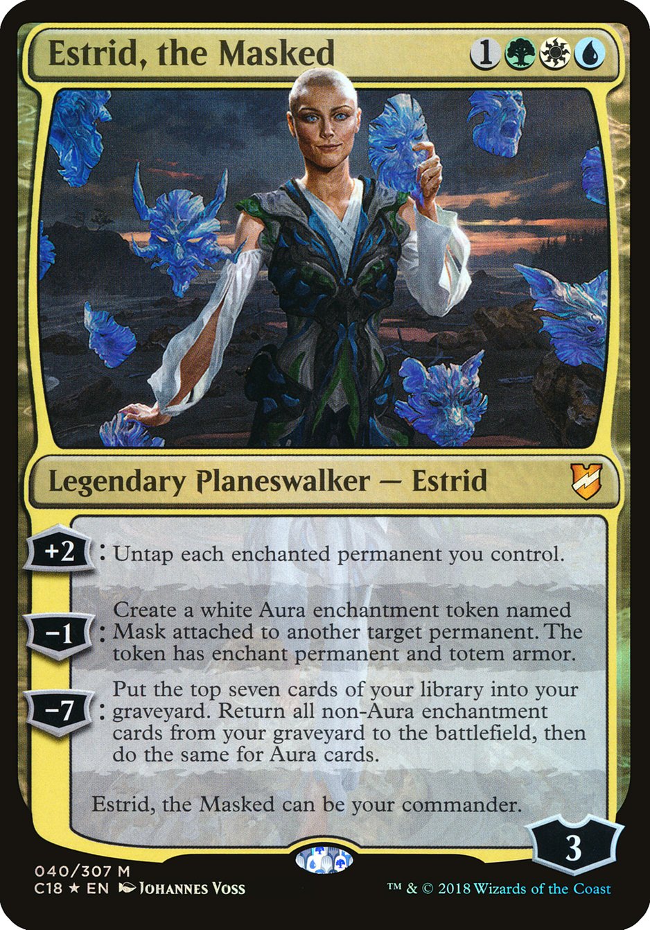 Estrid, the Masked (Oversized) [Commander 2018 Oversized] | PLUS EV GAMES 