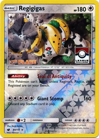 Regigigas (84/111) (League Promo 3rd Place) [Sun & Moon: Crimson Invasion] | PLUS EV GAMES 