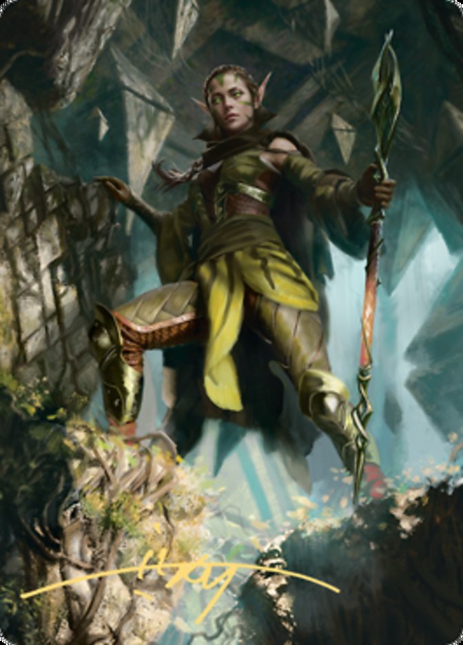 Nissa of Shadowed Boughs 1 Art Card (Gold-Stamped Signature) [Zendikar Rising Art Series] | PLUS EV GAMES 