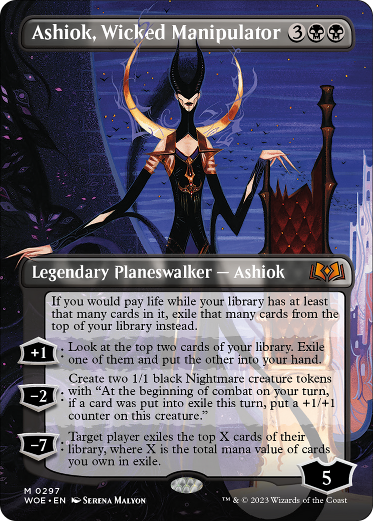 Ashiok, Wicked Manipulator (Borderless Alternate Art) [Wilds of Eldraine] | PLUS EV GAMES 