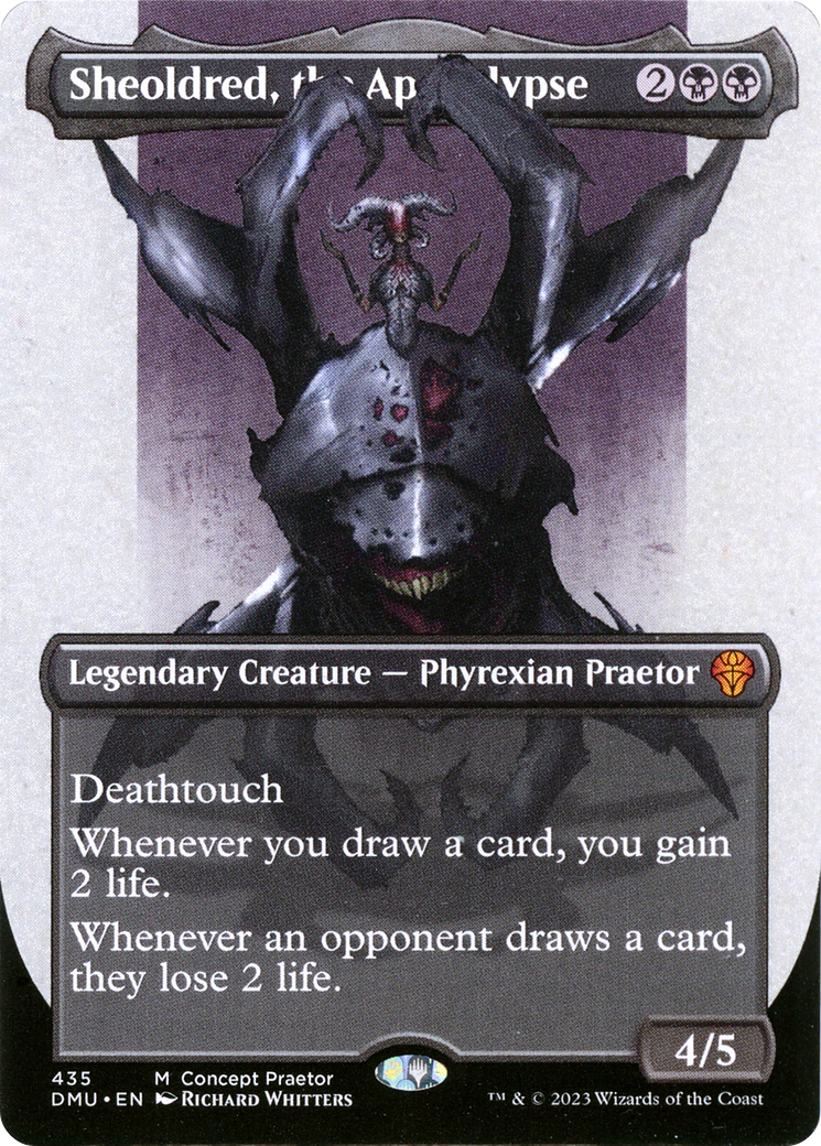 Sheoldred, the Apocalypse (Borderless Concept Praetors) [Phyrexia: All Will Be One] | PLUS EV GAMES 