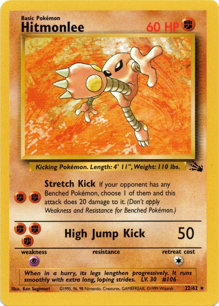 Hitmonlee (22/62) [Fossil Unlimited] | PLUS EV GAMES 