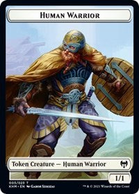 Human Warrior // Icy Manalith Double-sided Token [Kaldheim Tokens] | PLUS EV GAMES 