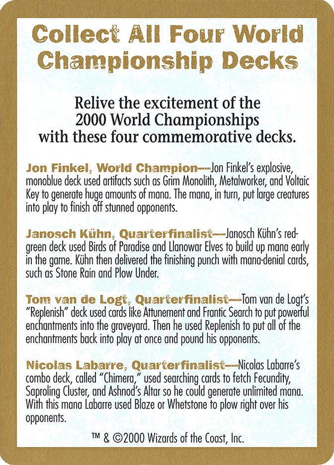 2000 World Championships Ad [World Championship Decks 2000] | PLUS EV GAMES 