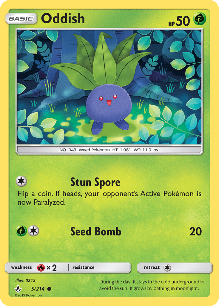 Oddish (5/214) [Sun & Moon: Unbroken Bonds] | PLUS EV GAMES 