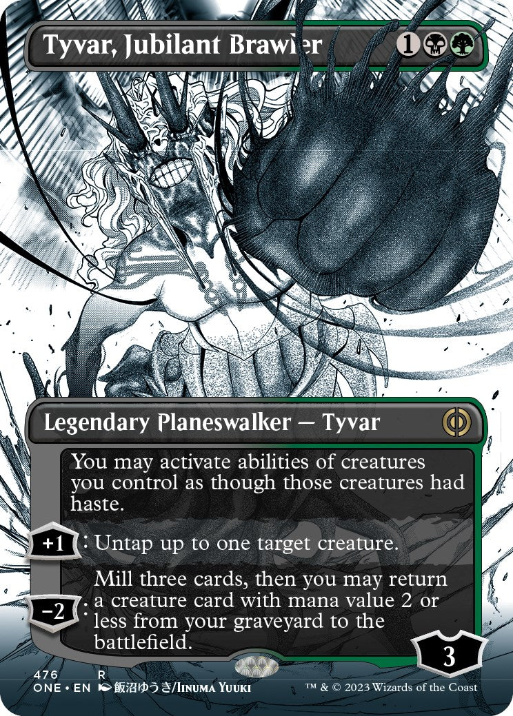 Tyvar, Jubilant Brawler (Borderless Manga Step-and-Compleat Foil) [Phyrexia: All Will Be One] | PLUS EV GAMES 