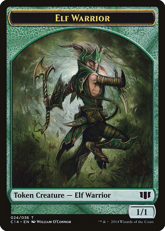 Elephant // Elf Warrior Double-sided Token [Commander 2014 Tokens] | PLUS EV GAMES 