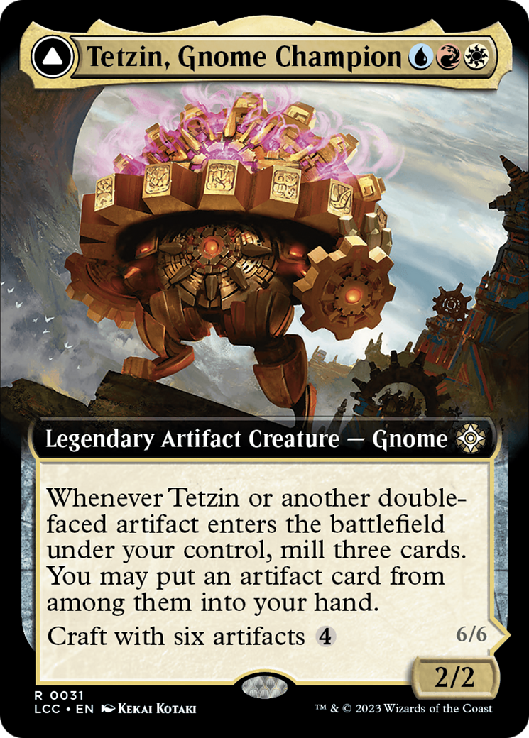 Tetzin, Gnome Champion // The Golden-Gear Colossus (Extended Art) [The Lost Caverns of Ixalan Commander] | PLUS EV GAMES 