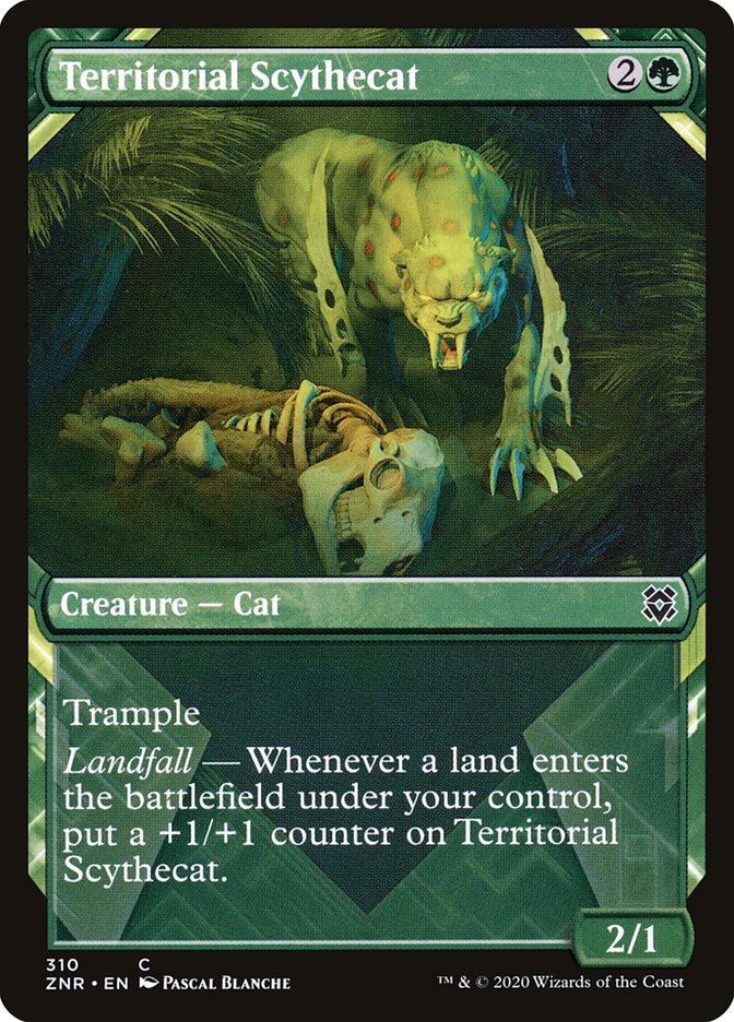 Territorial Scythecat (Showcase) [Zendikar Rising Extended Art] | PLUS EV GAMES 