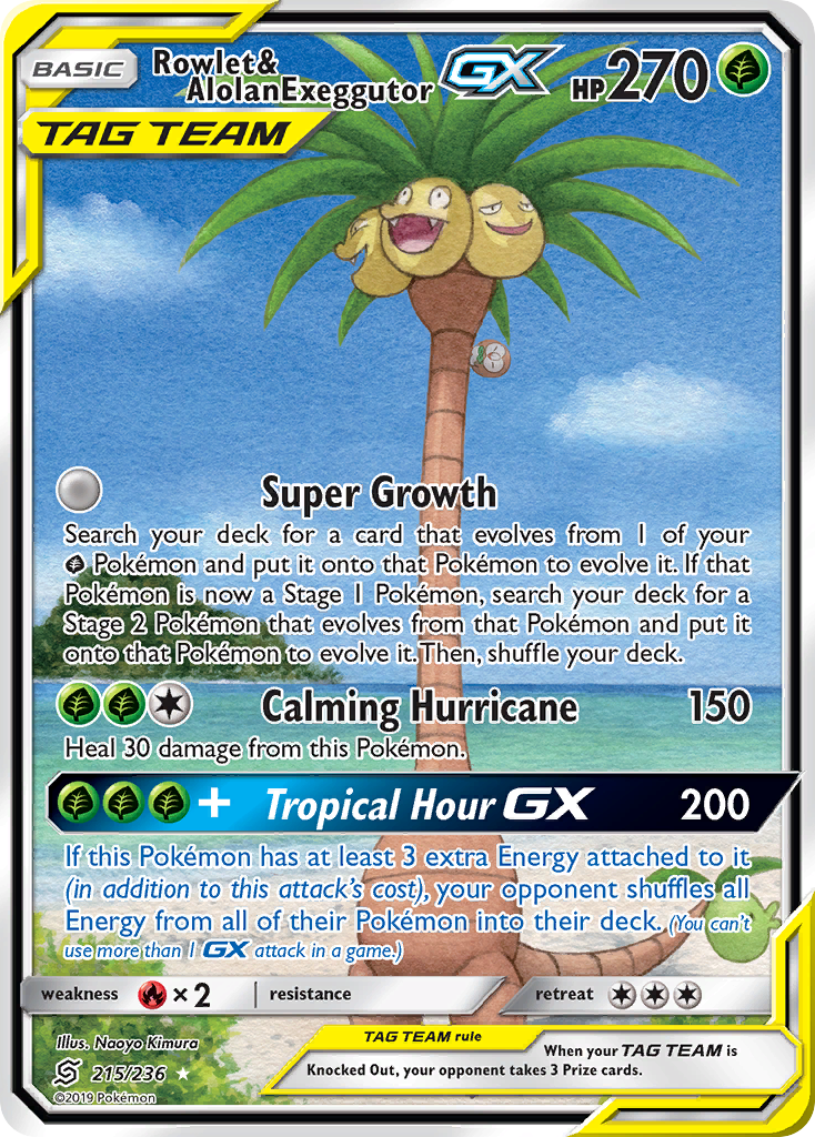 Rowlet & Alolan Exeggutor GX (215/236) [Sun & Moon: Unified Minds] | PLUS EV GAMES 