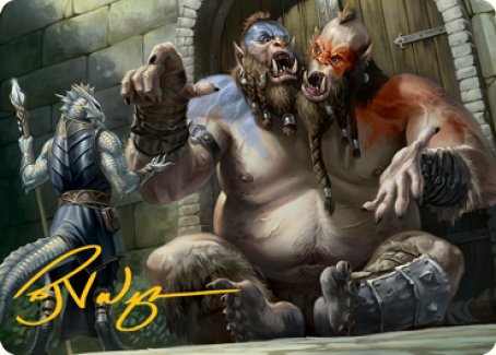 Ettin Art Card (Gold-Stamped Signature) [Dungeons & Dragons: Adventures in the Forgotten Realms Art Series] | PLUS EV GAMES 