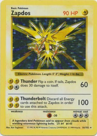 Zapdos (16/102) [Base Set (Shadowless)] | PLUS EV GAMES 