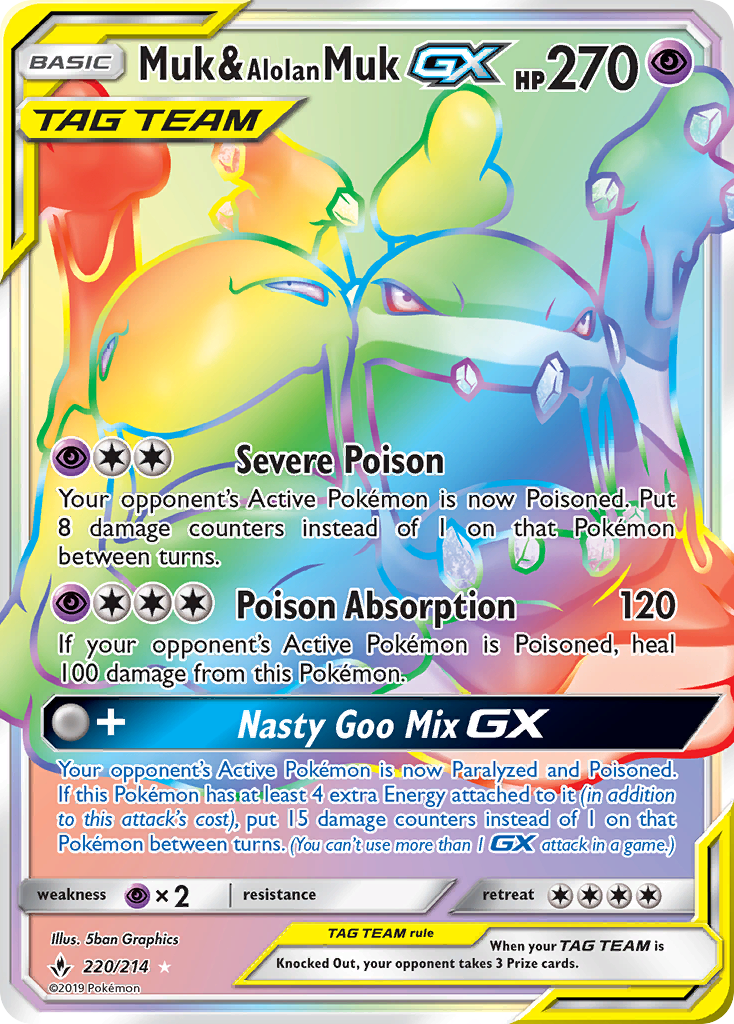 Muk & Alolan Muk GX (220/214) [Sun & Moon: Unbroken Bonds] | PLUS EV GAMES 