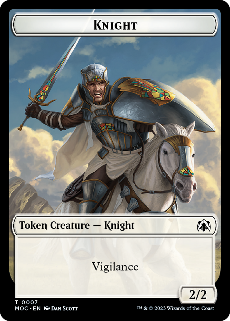 Knight (7) // Spirit (14) Double-Sided Token [March of the Machine Commander Tokens] | PLUS EV GAMES 