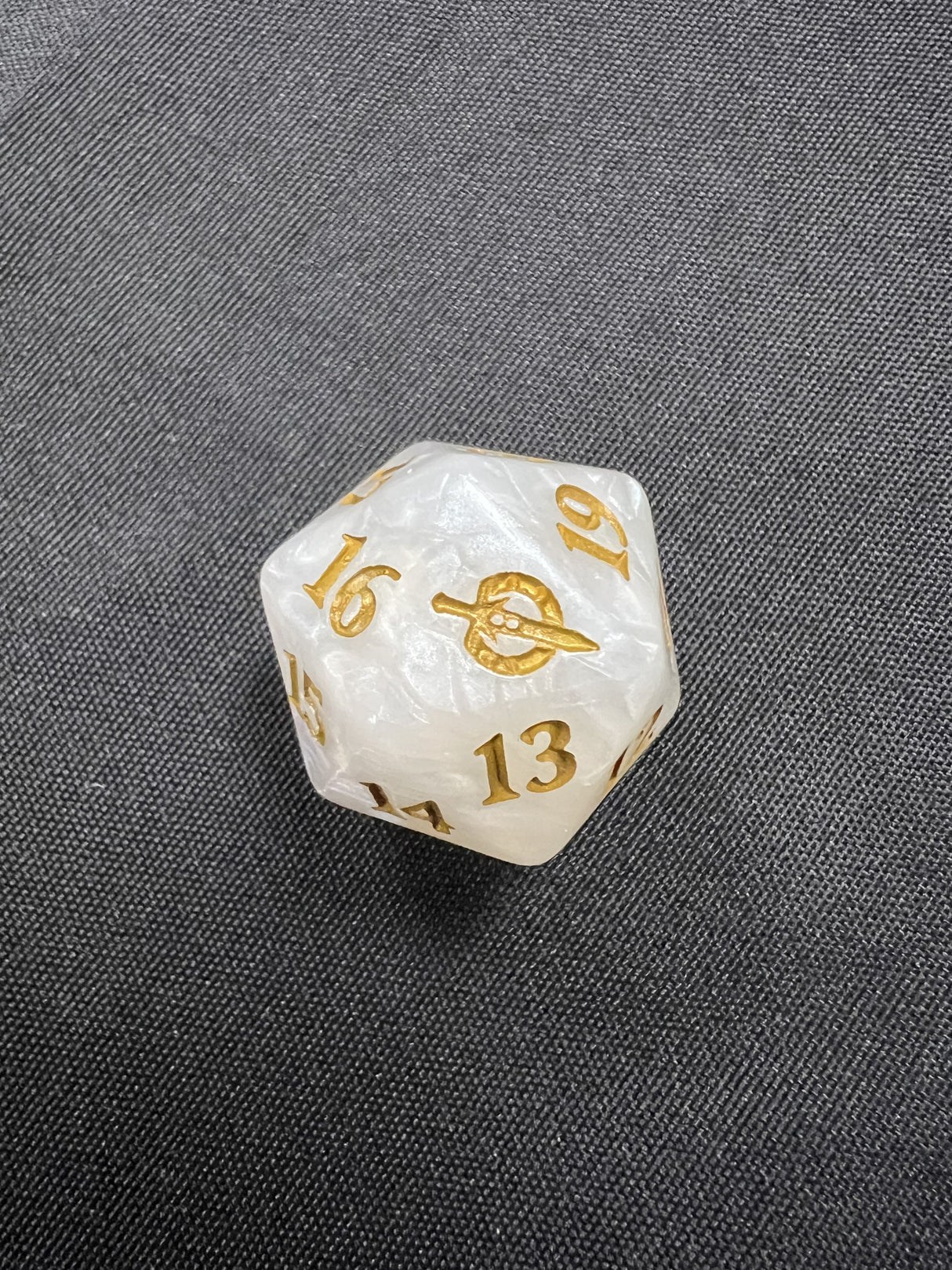 March of the Machine Gold on Pearl Oversized Spindown Die