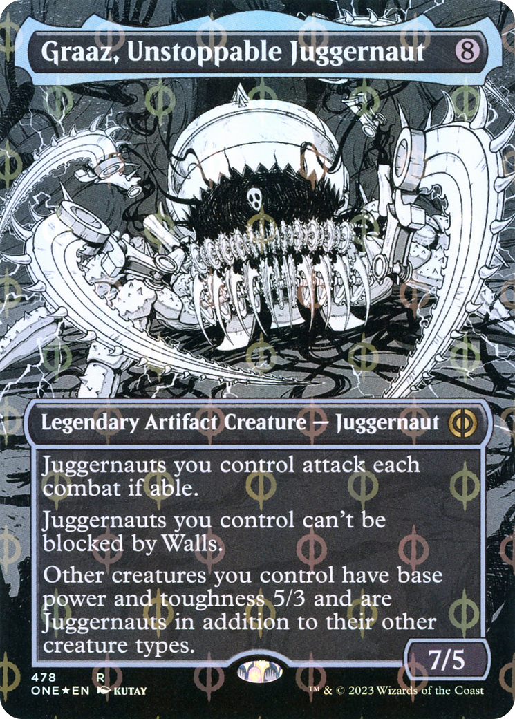 Graaz, Unstoppable Juggernaut (Borderless Manga Step-and-Compleat Foil) [Phyrexia: All Will Be One] | PLUS EV GAMES 